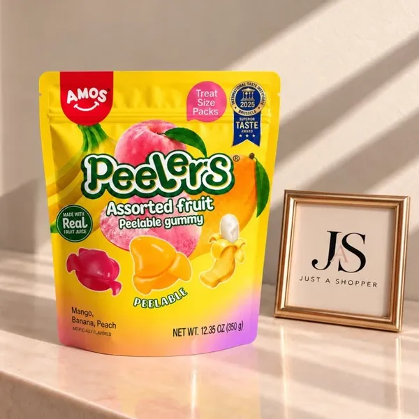 Gomitas Peelers: bolsa amarilla de gomitas de frutas surtidas (mango, banana y durazno)