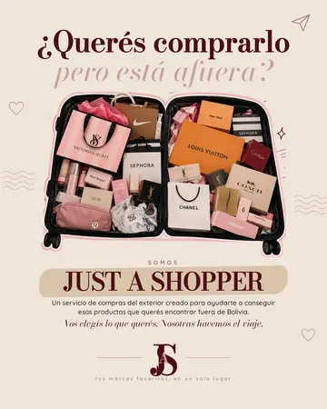 Publicación de Instagram: "¿Querés comprarlo pero está afuera?", con una valija llena de bolsas de tiendas